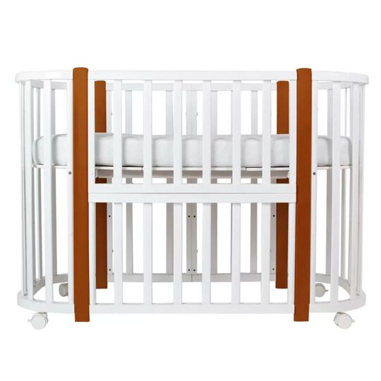 Детская кроватка Indigo Baby Lux 3 в 1 / белый - натуральные стойки