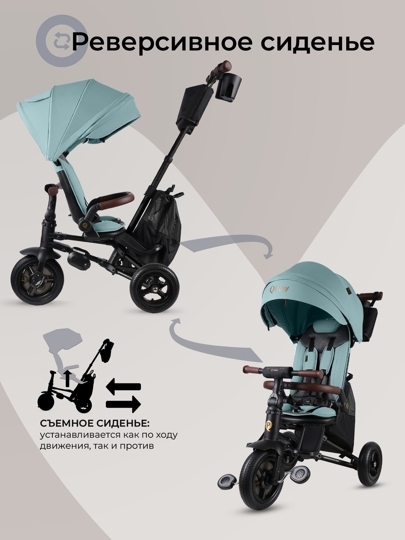 Велосипед трехколесный складной Qplay S702 SPRINTER S MAX / Mint (Lux Black)