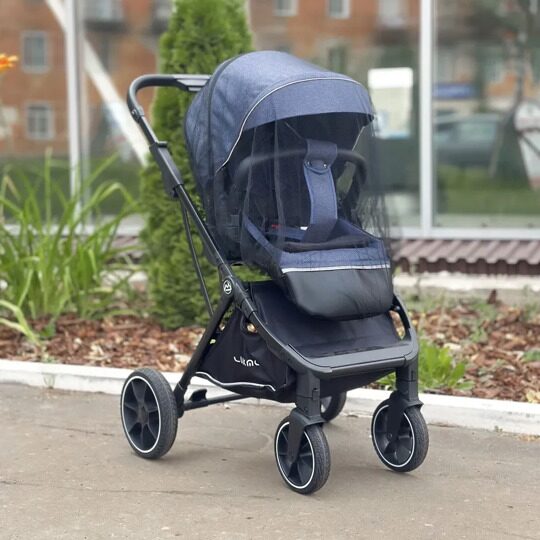 Прогулочная коляска LuxMom 740 реверсивный блок + рюкзак / Синяя