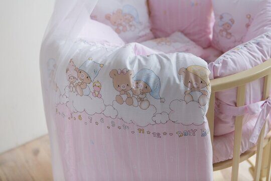 Комплект в круглую / овальную кроватку Баю-Бай Мечта розовый (9 предметов) К91-М1
