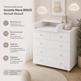 Пеленальный комод Incanto Nova 800/5 белый