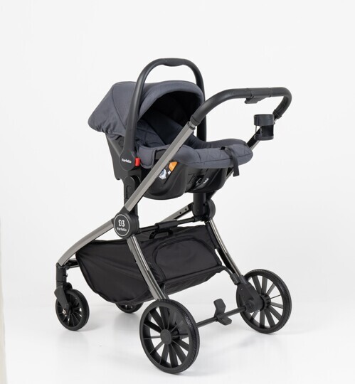 Коляска Farfello Baby Shell 3 в 1 / 2024 Тёмно-серый черный хром BBS-009