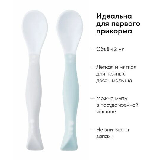 Набор ложек для кормления Happy Baby 15003 / Grey&blue