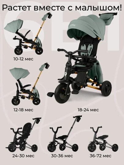 Велосипед трехколесный складной Qplay S700-17 SPRINTER SL / Mint (Rub/Gold)