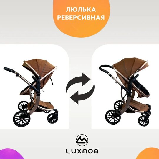 Коляска-трансформер 3 в 1 LuxMom 601A / мокко коричневый