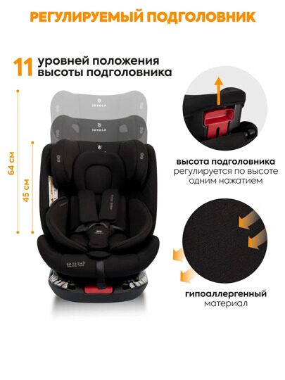 Автокресло Jovola PRIME ISOFIX (0-36 кг) / черный