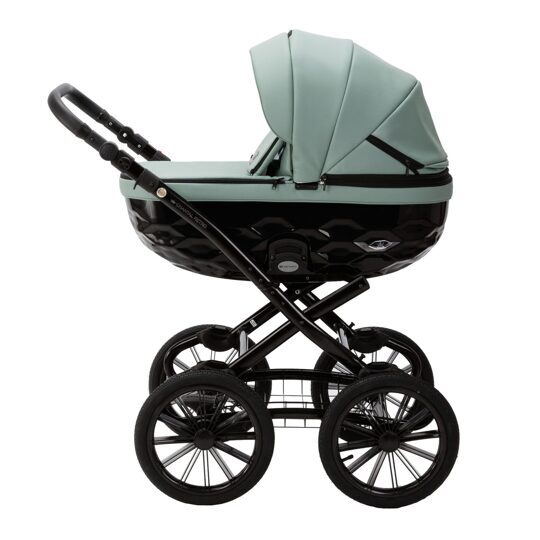 Коляска Adamex Chantal Retro Eco (Deluxe) 2 в 1 / SA20 СЕРО-ЗЕЛЕНАЯ КОЖА