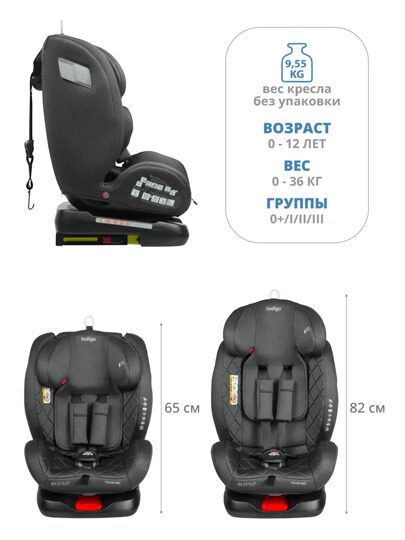 Автокресло Indigo TOURNEO isofix 0+1+2+3 (0-36 кг) / черный