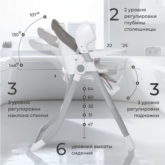 Стульчик для кормления - Электрокачели Sweet Baby Amuleto / Grey