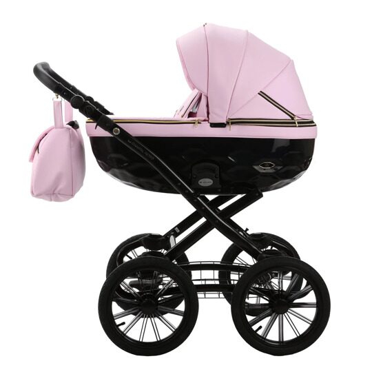 Коляска Adamex Chantal Retro Eco (Deluxe) 2 в 1 / C132 розовая экокожа