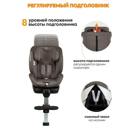 Автокресло детское Jovola JET 8.0 Isofix 0-36 кг с упором в пол / бежевый-коричневый