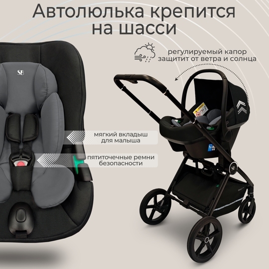 Коляска Sweet Baby Cupola 3 в 1 / Slate Grey