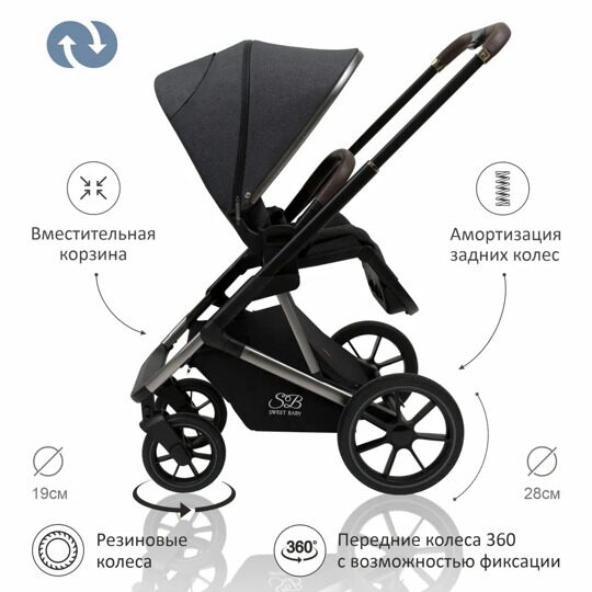 Коляска Sweet Baby RICCI 2 в 1 Steel Grey