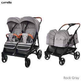Прогулочная коляска для двойни Carrello Connect CRL-5502/1 с переносками Rock Gray