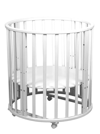 Кроватка VDK Crystal Star 6 в 1 с поперечным маятником и колесами / Белый