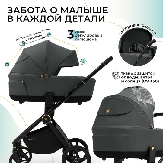 Коляска Sweet Baby Stella Plus Therma 2 в 1 / Dark Grey