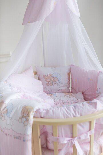 Комплект в круглую / овальную кроватку Баю-Бай Мечта розовый (5 предметов) К51-М1
