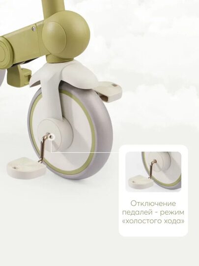 Детский трехколесный велосипед с ручкой Happy Baby MERCURY PRO 50047 / olive