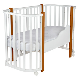 Детская кроватка Indigo Baby Lux 3 в 1 / белый - натуральные стойки