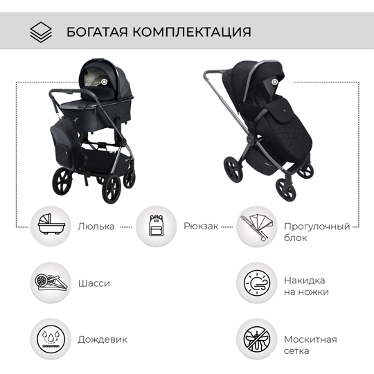 Коляска Sweet Baby Elegante 2 в 1 / BRD Black