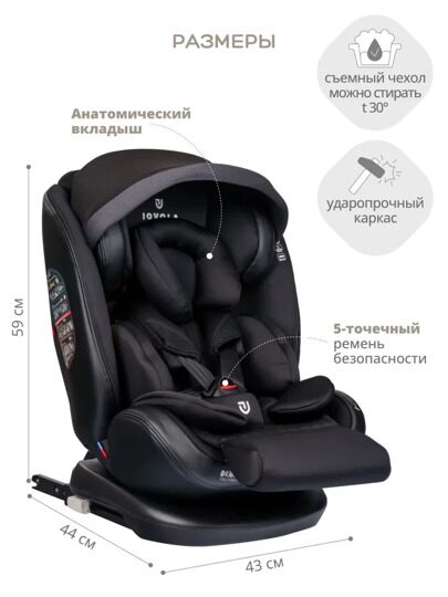 Автокресло Jovola I-Travel Isofix (0-36 кг) / черный