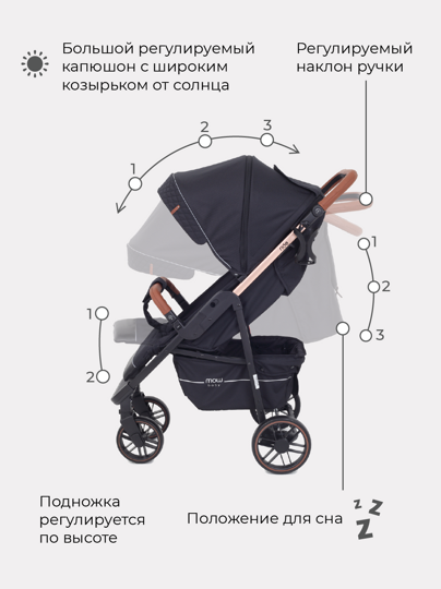 Прогулочная коляска MOWBaby Ride / RA088 Gold Black