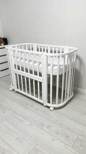 Детская кроватка Indigo Baby Lux 3 в 1 / белый - белые стойки