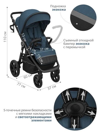 Прогулочная коляска Jovola VENTA / синий