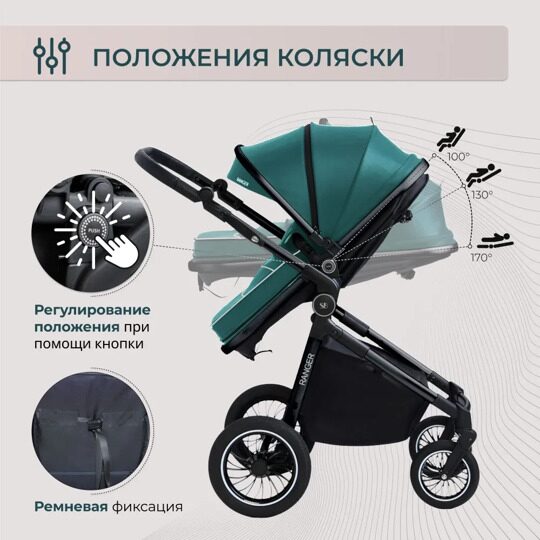 Универсальная коляска-трансформер Sweet Baby Ranger 3 в 1 / Green Glossy