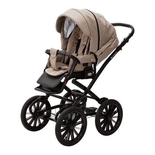 Коляска Adamex Chantal Retro Eco (Deluxe) 2 в 1 / CA9 Т. БЕЖЕВАЯ КОЖА