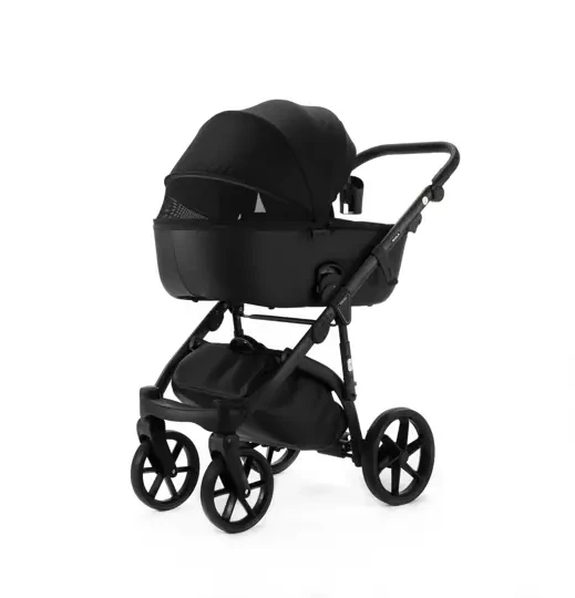 Коляска Adamex NOLA Natura 2 в 1 / CARBON-11 Черная ткань, черная экокожа