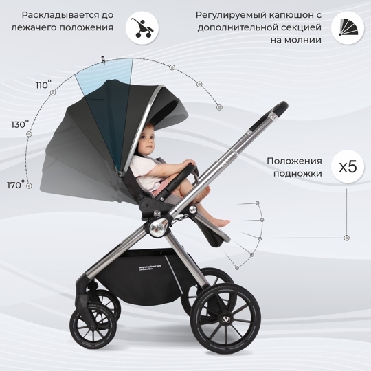 Коляска Sweet Baby Vento 3 в 1 / Silver Black