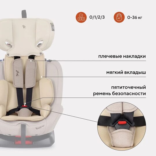 Автокресло Rant Basic TWIST isofix 0/1/2/3 (0-36 кг) / YC06 Cream