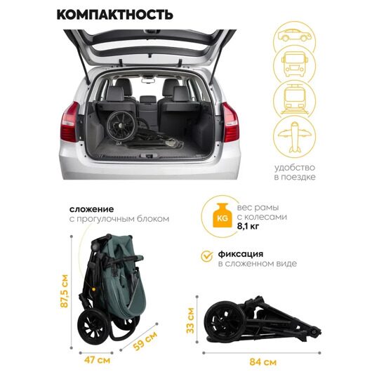 Коляска Jovola Swift 2 в 1 / зеленый