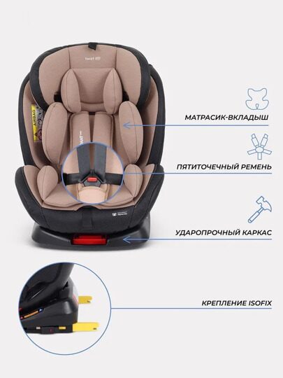 Автокресло Rant Basic TWIST PRO isofix 0/1/2/3 (0-36 кг) / YC06 Beige