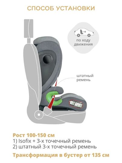 Автокресло Indigo DEFENDER isofix (15-36 кг) / светло-серый