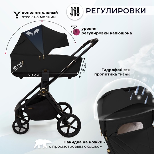 Коляска Sweet Baby Stella Plus Neo 2 в 1 / Black