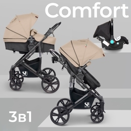 Коляска-трансформер Sweet Baby Comfort 3 в 1 / Black Beige
