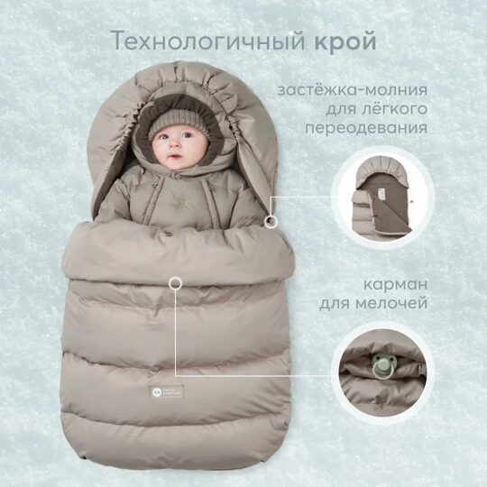 Конверт детский в комплекте с меховым вкладышем Happy Baby 89029 coffee