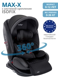 Автокресло Indigo MAX-X Isofix 0+1+2+3 (0-36 кг) / черный