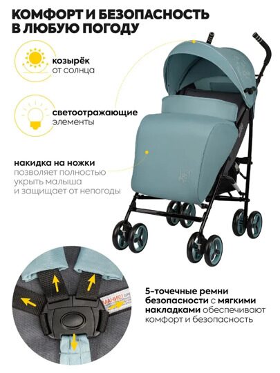Коляска-трость Jovola Shiny IN103 / голубой