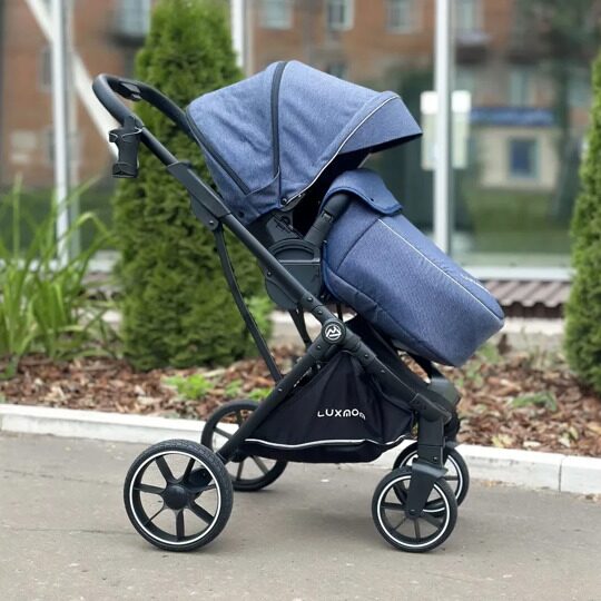 Прогулочная коляска LuxMom 740 реверсивный блок + рюкзак / Синяя