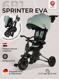 Складной трехколесный велосипед Qplay S700-16 Sprinter Mint (EVA/Graphite)