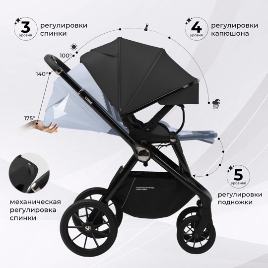 Коляска Sweet Baby Verde 3 в 1 / Black