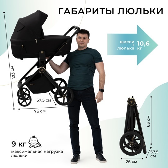 Коляска Sweet Baby Stella Plus Therma 2 в 1 / Black