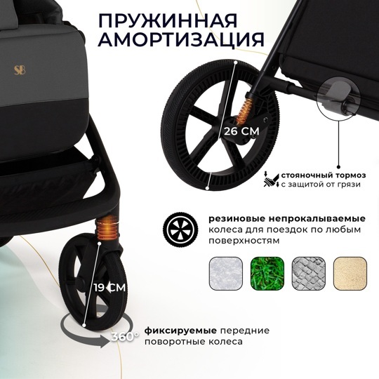 Коляска Sweet Baby Stella Plus Therma 2 в 1 / Dark Grey