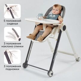 Стульчик для кормления Happy Baby BERNY BASIC NEW / dark grey