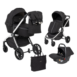 Коляска Farfello Baby Shell 3 в 1 / 2024 Black-Silver Chrome BBS-007