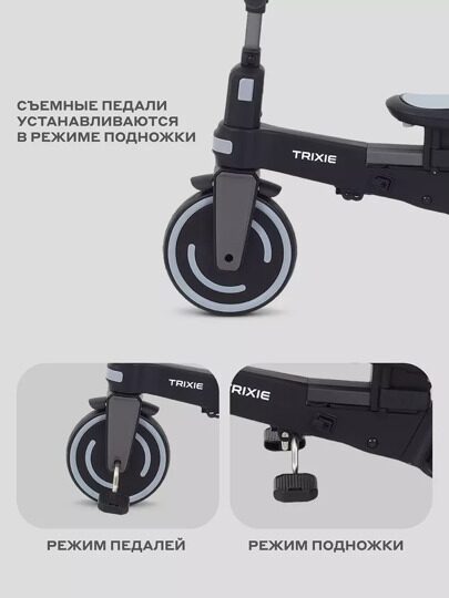 Детский трехколесный велосипед с ручкой MOWBaby TRIXIE MC055 / Grey