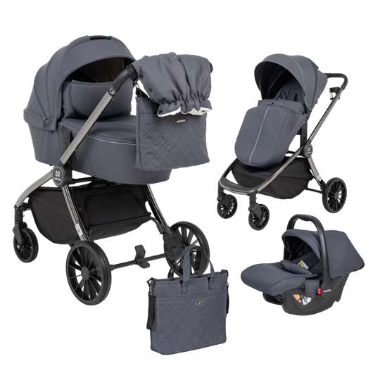 Коляска Farfello Baby Shell 3 в 1 / 2024 Тёмно-серый черный хром BBS-009